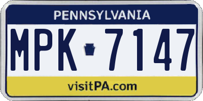PA license plate MPK7147