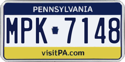 PA license plate MPK7148