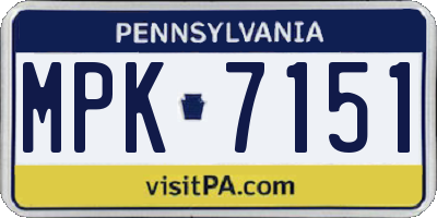 PA license plate MPK7151