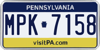 PA license plate MPK7158