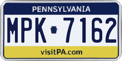 PA license plate MPK7162