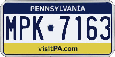 PA license plate MPK7163