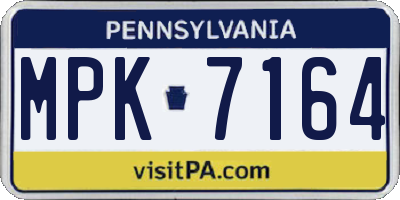 PA license plate MPK7164