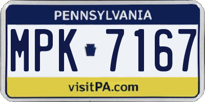 PA license plate MPK7167