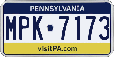 PA license plate MPK7173