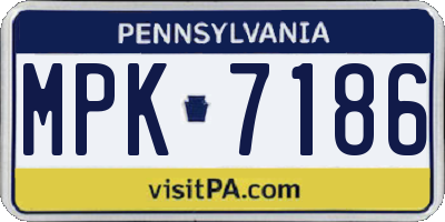 PA license plate MPK7186