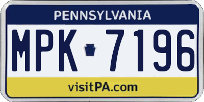 PA license plate MPK7196