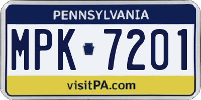 PA license plate MPK7201