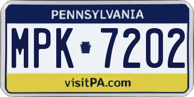 PA license plate MPK7202