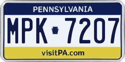 PA license plate MPK7207