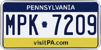PA license plate MPK7209
