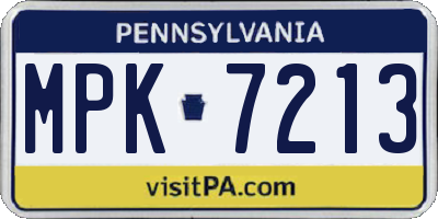 PA license plate MPK7213