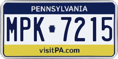 PA license plate MPK7215