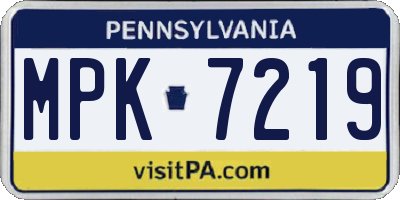 PA license plate MPK7219