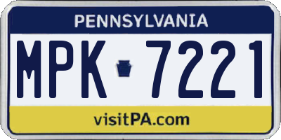 PA license plate MPK7221