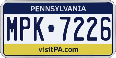 PA license plate MPK7226