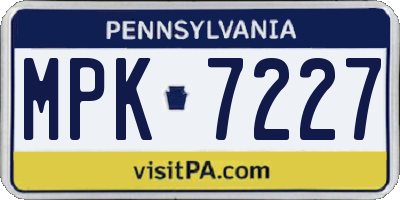 PA license plate MPK7227