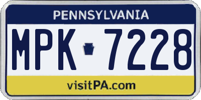 PA license plate MPK7228