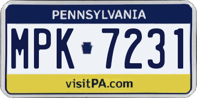 PA license plate MPK7231