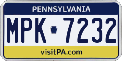 PA license plate MPK7232