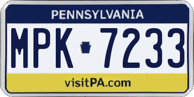PA license plate MPK7233