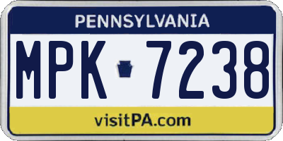 PA license plate MPK7238