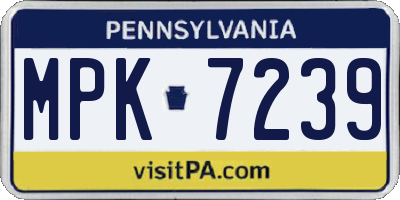 PA license plate MPK7239