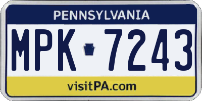 PA license plate MPK7243