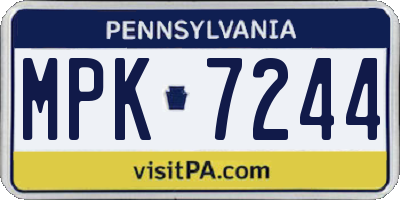 PA license plate MPK7244