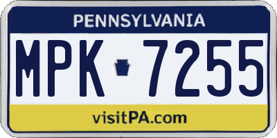 PA license plate MPK7255