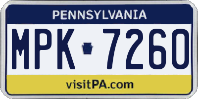 PA license plate MPK7260