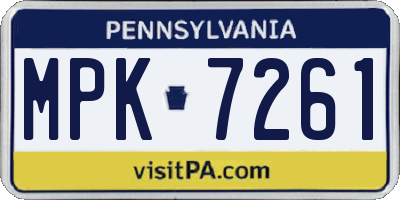 PA license plate MPK7261