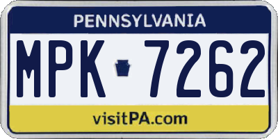 PA license plate MPK7262