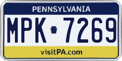 PA license plate MPK7269