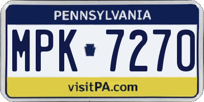PA license plate MPK7270