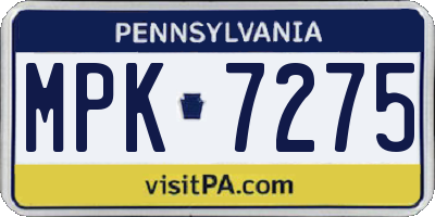 PA license plate MPK7275