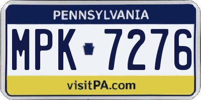 PA license plate MPK7276