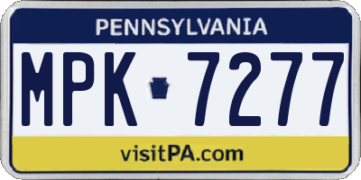 PA license plate MPK7277