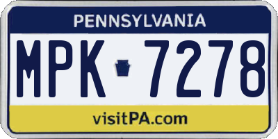 PA license plate MPK7278