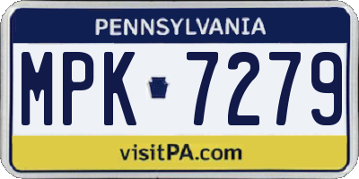 PA license plate MPK7279