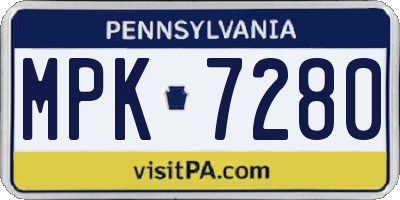 PA license plate MPK7280