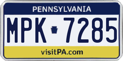 PA license plate MPK7285