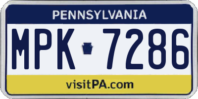 PA license plate MPK7286