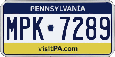 PA license plate MPK7289