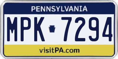 PA license plate MPK7294
