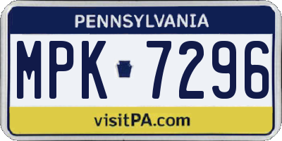 PA license plate MPK7296