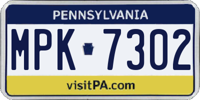 PA license plate MPK7302