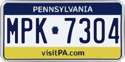PA license plate MPK7304