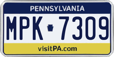 PA license plate MPK7309