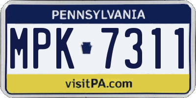 PA license plate MPK7311